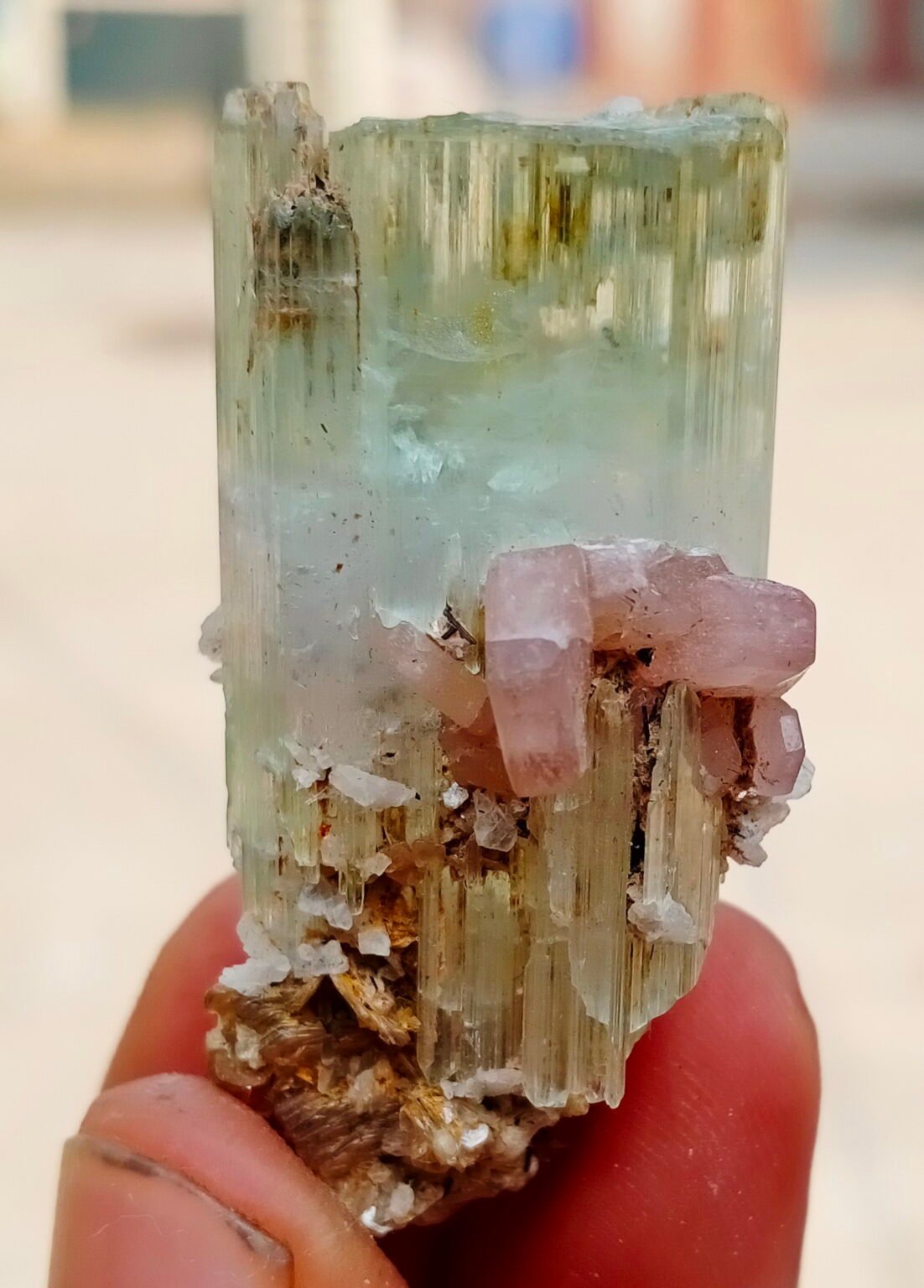 Aquamarine Specimen ~ Greenish Beryl Aquamarine high quality With Quartz ~ 581 Gram